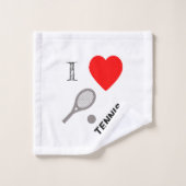 I coeur tennis -motif ensemble de serviettes de ba (Gant de toilette)