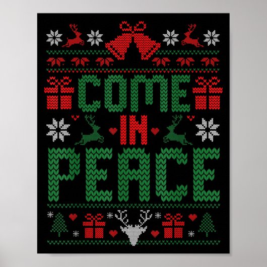 I Come In Peace Couple Matching Ugly Christmas Swe Poster (Voorkant)