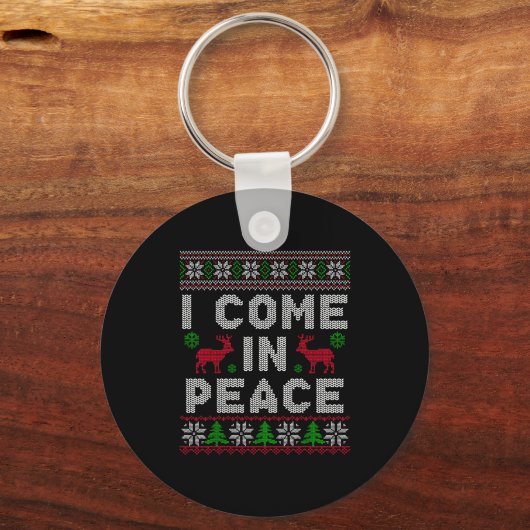 I Come In Peace Couple Matching Ugly Christmas Swe Sleutelhanger (Voorkant)