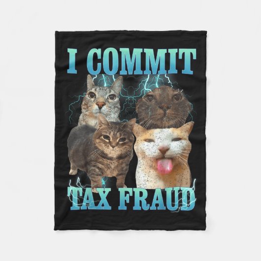I Commit Tax Fraud Funny Cat Meme Bootleg Graphic  Fleece Deken (Voorkant)