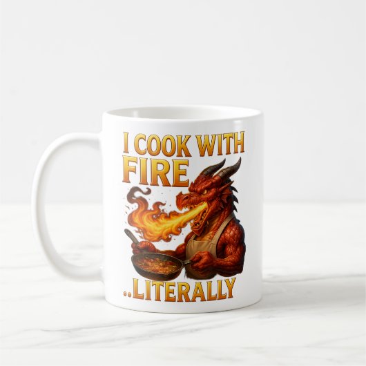 I Cook With Fire... Literally  Dragon Chef Fantasy Koffiemok (Links)