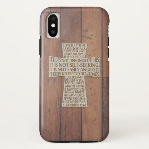 I Corinthians 13 Love Chapter Cross Rustic Wood iPhone XS Hoesje