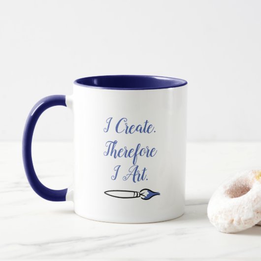 I CREËER DAAROM I ART - BLUE van Jeff Willis Art Mok (Met donut)