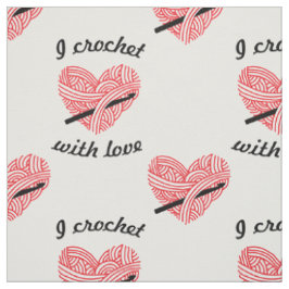"I Crochet with Love" Yarn Heart w/ Hook Crafts Stof