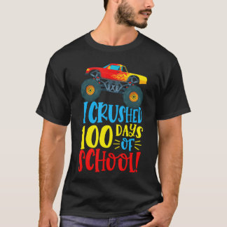 I Crushed 100 Days Of School Monsterruck Car Boy f T-shirt