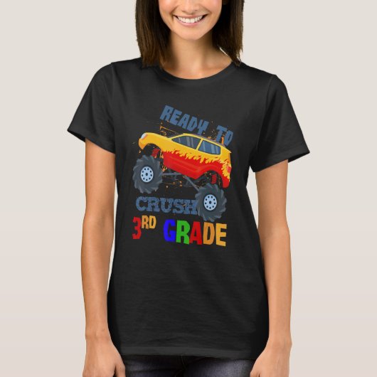 I Crushed 3rd Grade Monster Truck Boys Back To Sch T-shirt (Voorkant)