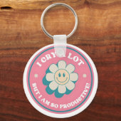 I Cry a Lot But I Am So Productive Keychain (Achterkant)