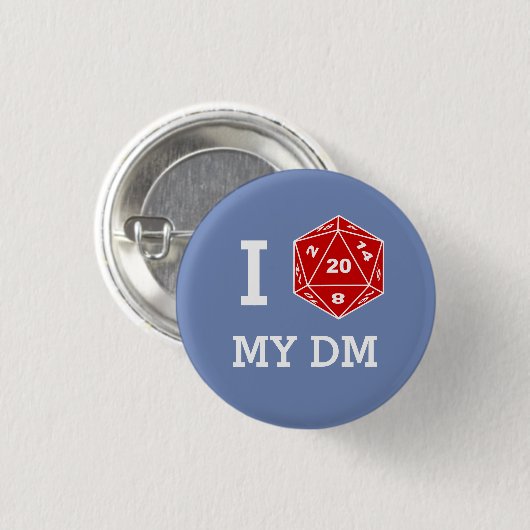 I d20 Mijn DM Button (ik hou van mijn DM) (Voorkant /achterkant)