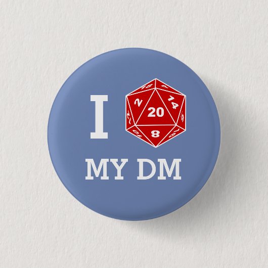 I d20 Mijn DM Button (ik hou van mijn DM) (Voorkant)