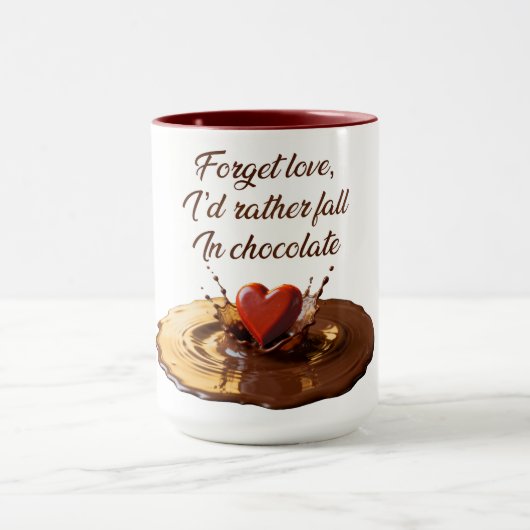 “I’d rather fall in chocolate” Humorous mug (Centre)
