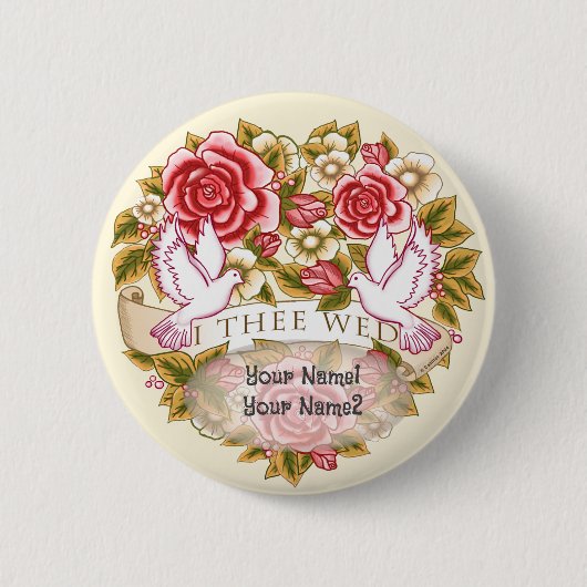 I De Wed bruiloft pin knop Ronde Button 5,7 Cm (Voorkant)