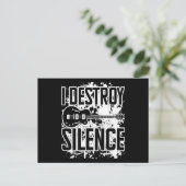 I Destroy Silence Bass Player Funny Guitar Music E Briefkaart (Staand voorkant)