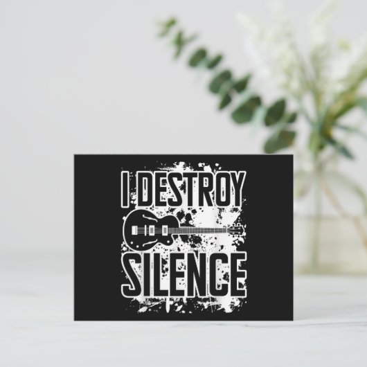 I Destroy Silence Bass Player Funny Guitar Music E Briefkaart (Staand voorkant)