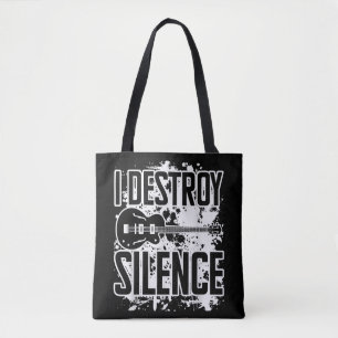 I Destroy Silence Bass Player Funny Guitar Music E Draagtas