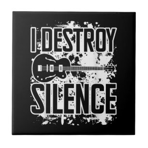 I Destroy Silence Bass Player Funny Guitar Music E Tegeltje
