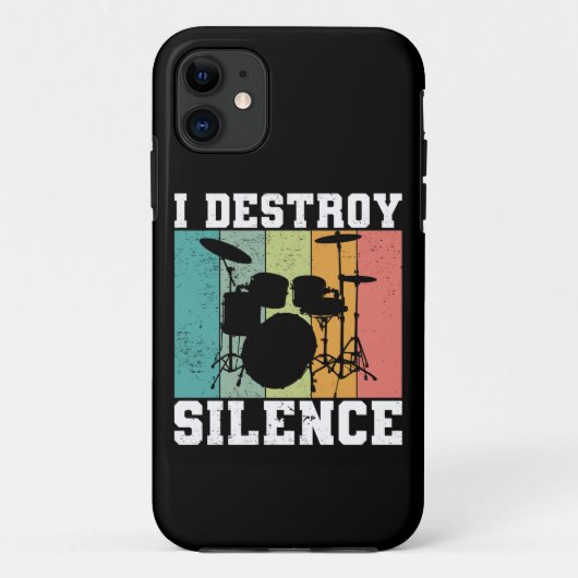 I Destroy Silence Distress  Drummer Retro Case-Mate iPhone Case (Achterkant)