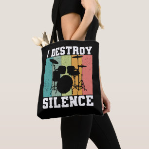 I Destroy Silence Distress Drummer Retro Draagtas