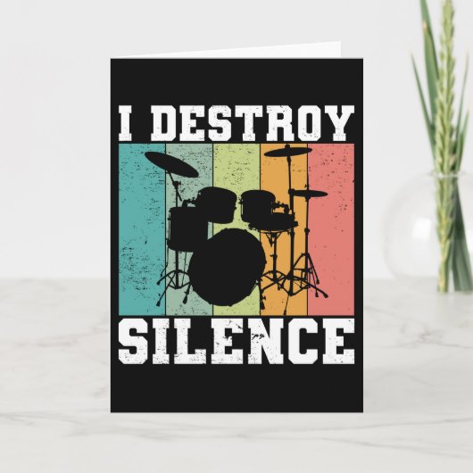 I Destroy Silence Distress Drummer Retro Kaart (Voorkant)