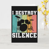 I Destroy Silence Distress Drummer Retro Kaart (Gele Bloem)
