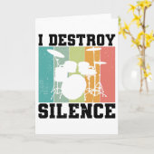 I Destroy Silence Distress  Drummer Retro Kaart (Gele Bloem)