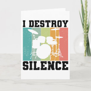 I Destroy Silence Distress  Drummer Retro Kaart