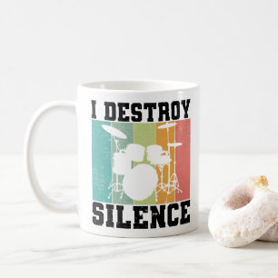 I Destroy Silence Distress Drummer Retro Koffiemok