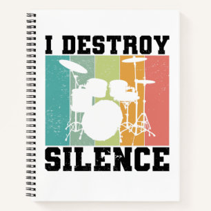 I Destroy Silence Distress  Drummer Retro Notitieboek