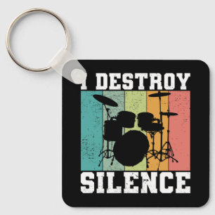 I Destroy Silence Distress Drummer Retro Sleutelhanger