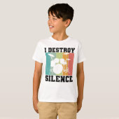 I Destroy Silence Distress Drummer Retro T-shirt (Voorkant volledig)