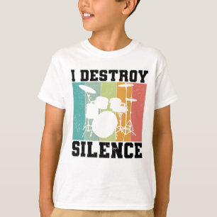 I Destroy Silence Distress Drummer Retro T-shirt