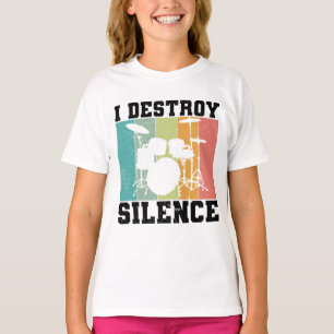 I Destroy Silence Distress Drummer Retro T-shirt