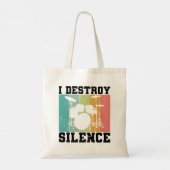 I Destroy Silence Distress Drummer Retro Tote Bag (Achterkant)