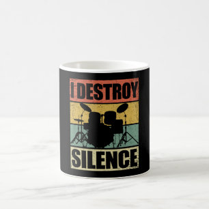 I Destroy Silence   Drums Drummer Gift Koffiemok