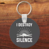 I Destroy Silence Funny Drummer And Drum Player Qu Sleutelhanger (Voorkant)