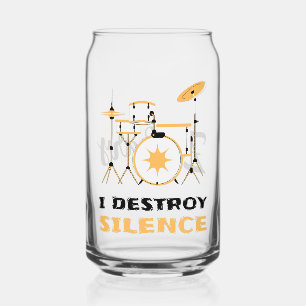 I Destroy Silence Funny Drummer Blikvorm Glas
