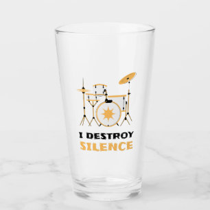 I Destroy Silence Funny Drummer Glas