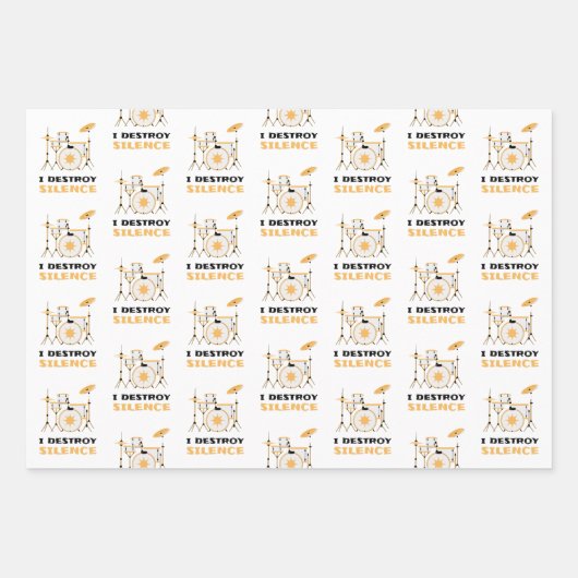 I Destroy Silence Funny Drummer Inpakpapier Vel (Voorkant 3)