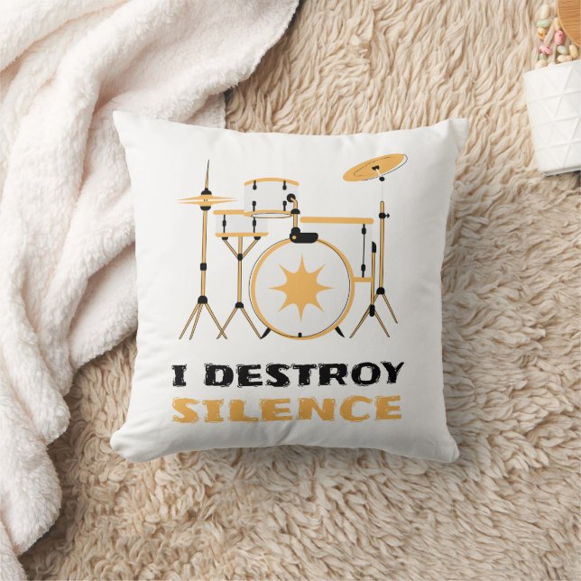 I Destroy Silence Funny Drummer Kussen (Deken)