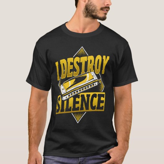 I Destroy Silence Harmonica T-shirt (Voorkant)