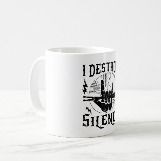 I Destroy Silence Music Coffee Mug (Devant gauche)