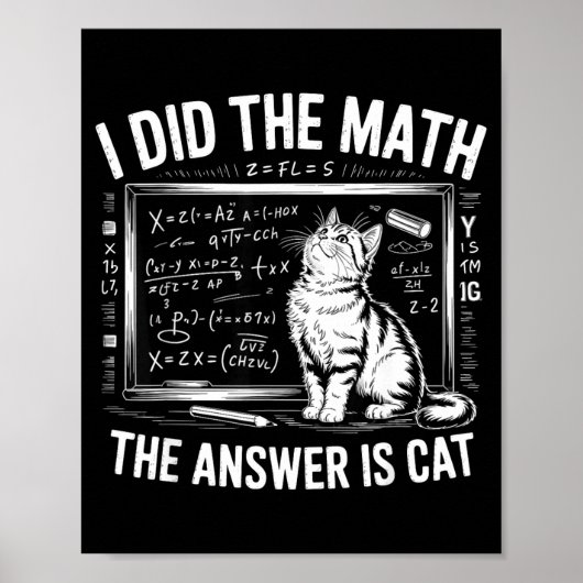 I Did Math The Answer Is Cat Mathematics Funny Mat Poster (Voorkant)