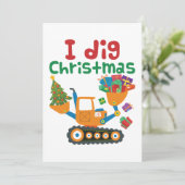 I Dig Christmas Xmas Holiday Excavator Feestdagenkaart (Staand voorkant)