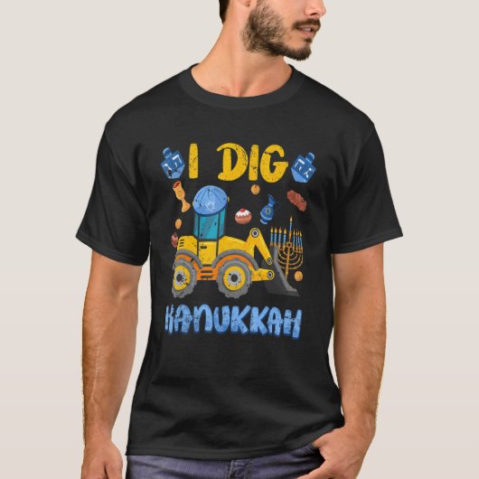 I Dig Hanukkah Excavator Construction Toddler Kind T-shirt (Voorkant)
