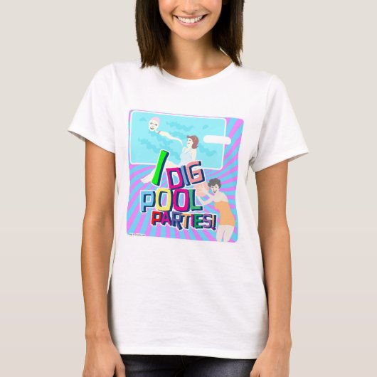 I Dig Pool parties Retro Fun Illustration Art T-shirt (Voorkant)