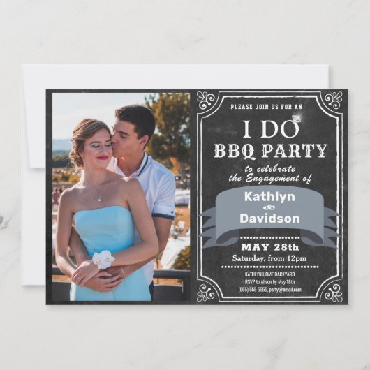 I DO 4 Photo Fiançailles Chic BBQ Party Invitation (Devant)