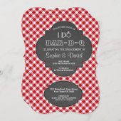 I DO BARBEQUE Verloving Chalk Gingham Invite Kaart (Voorkant / Achterkant)