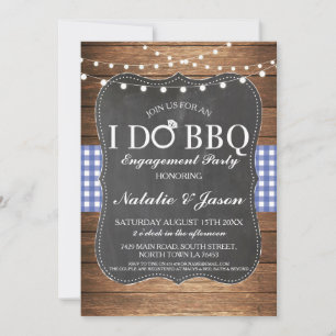 I DO BBBQ Engagement Party Blue Shower Invitation