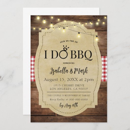 I Do BBQ Barbecue Bridal Shower Invitation (Devant / Derrière)