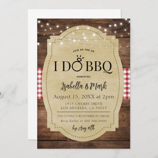 I Do BBQ Barbecue Bridal Shower Invitation (Devant / Derrière)