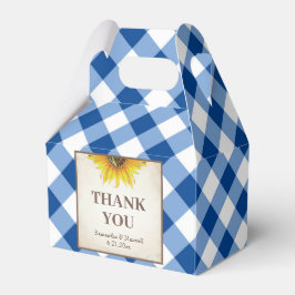 I Do BBQ Blue Gingham Sunflower Favor Box Bedankdoosjes